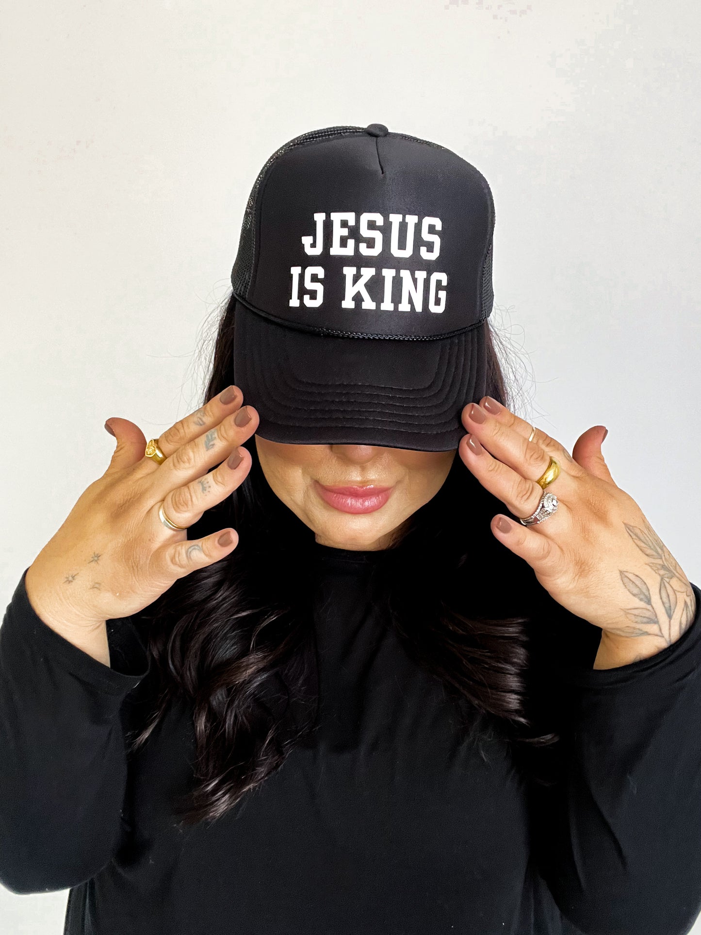 JESUS IS KING TRUCKER HAT // BLACK