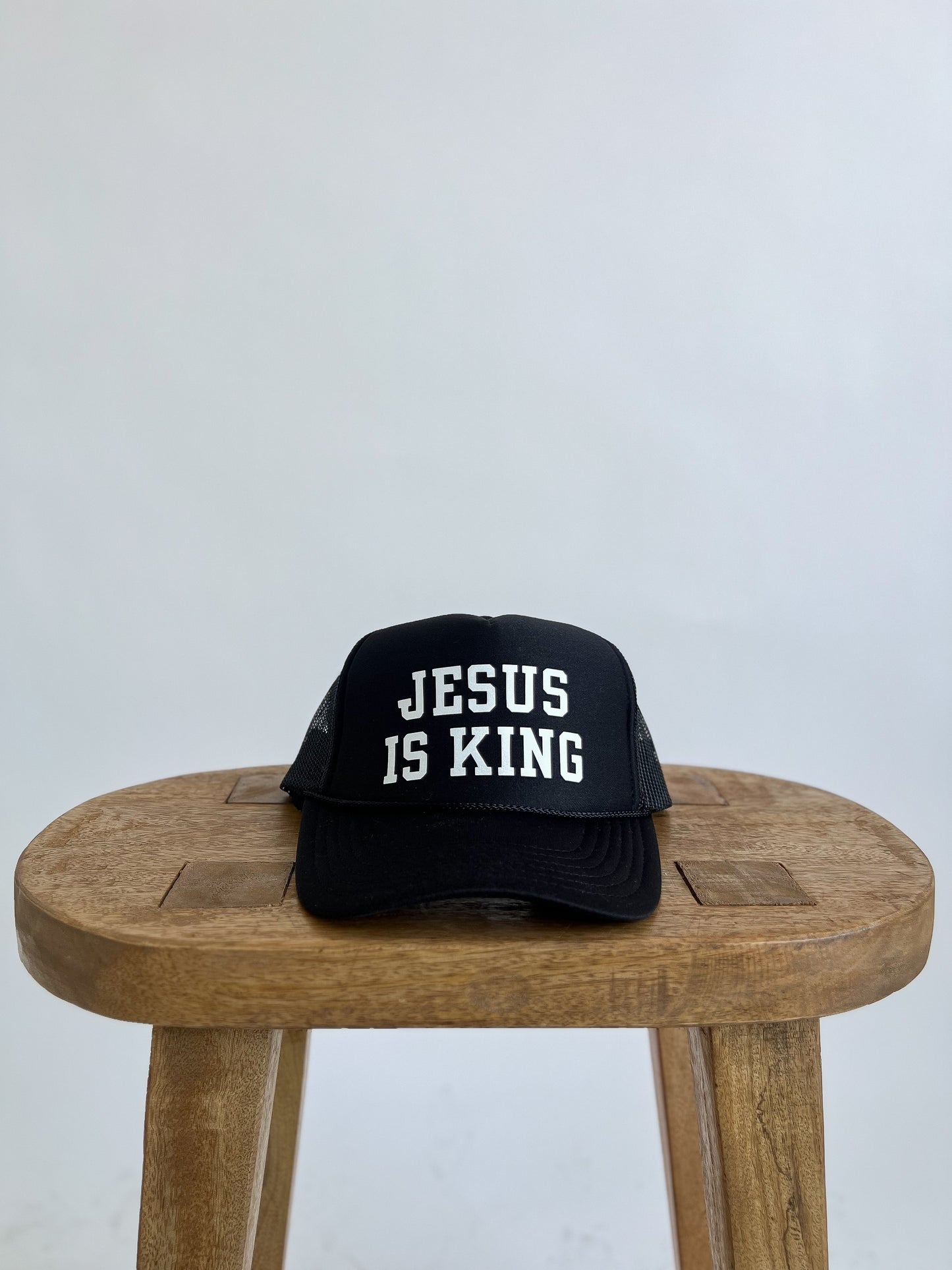 JESUS IS KING TRUCKER HAT // BLACK