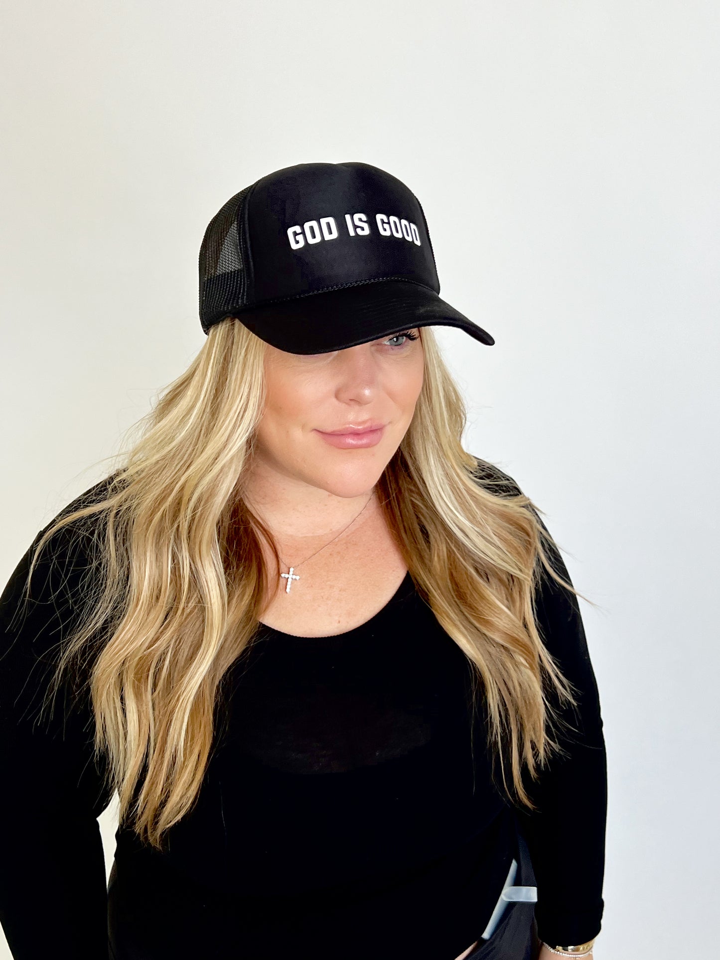 GOD IS GOOD TRUCKER HAT // BLACK