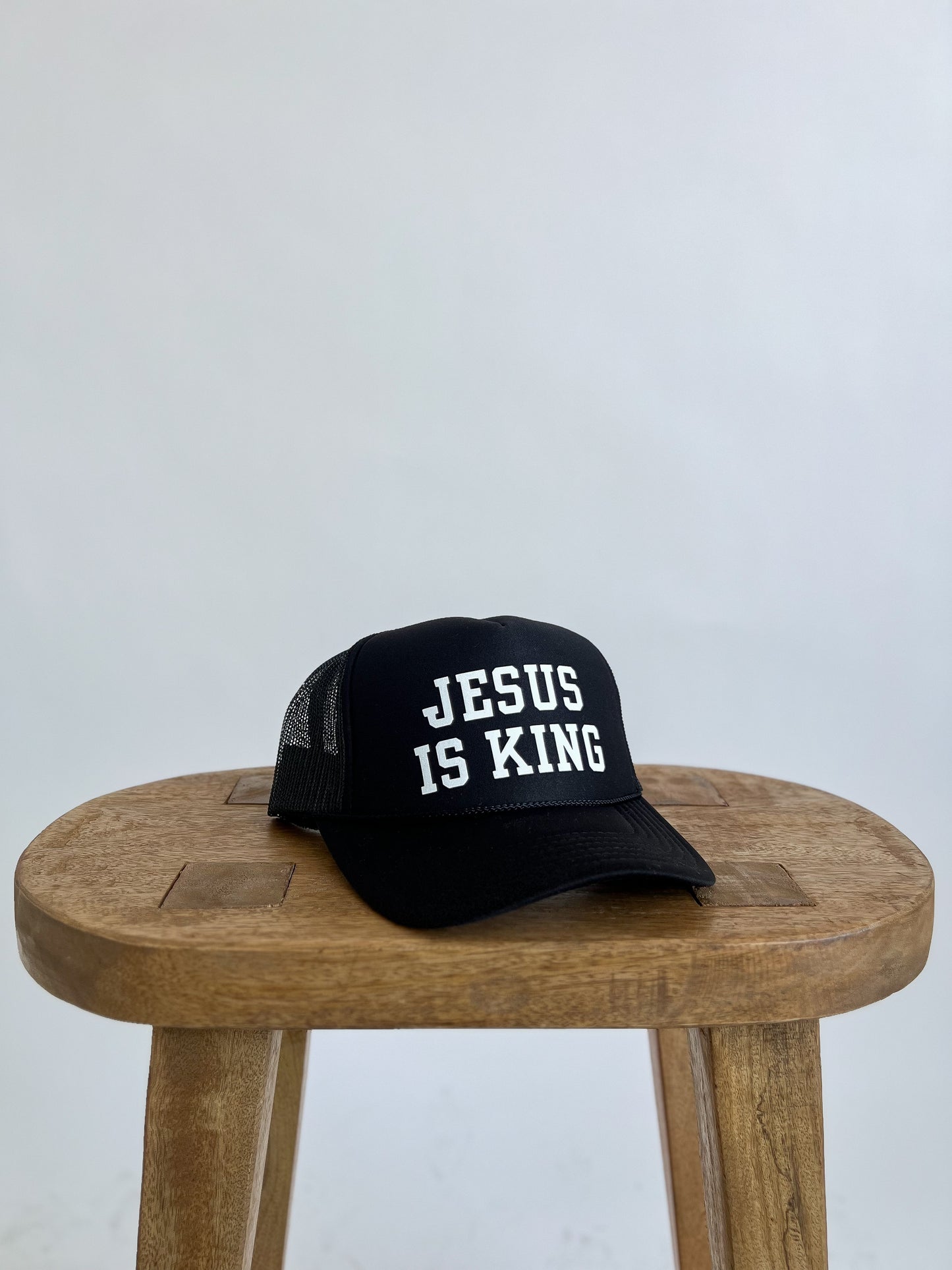 JESUS IS KING TRUCKER HAT // BLACK