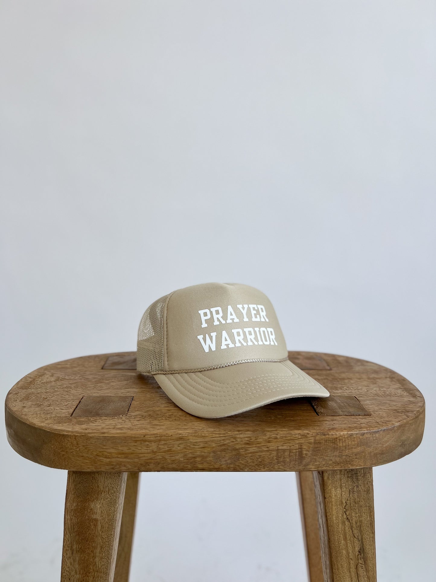 PRAYER WARRIOR TRUCKER HAT // BEIGE