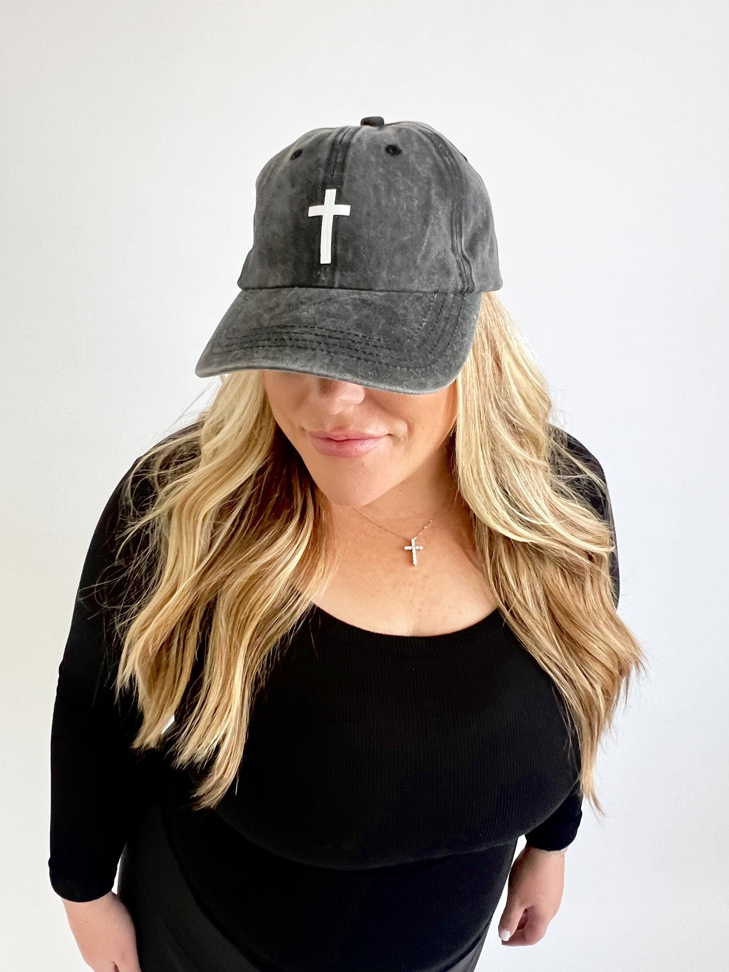 CROSS BASEBALL HAT // WASHED BLACK